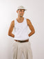 Mens Rib Vest White